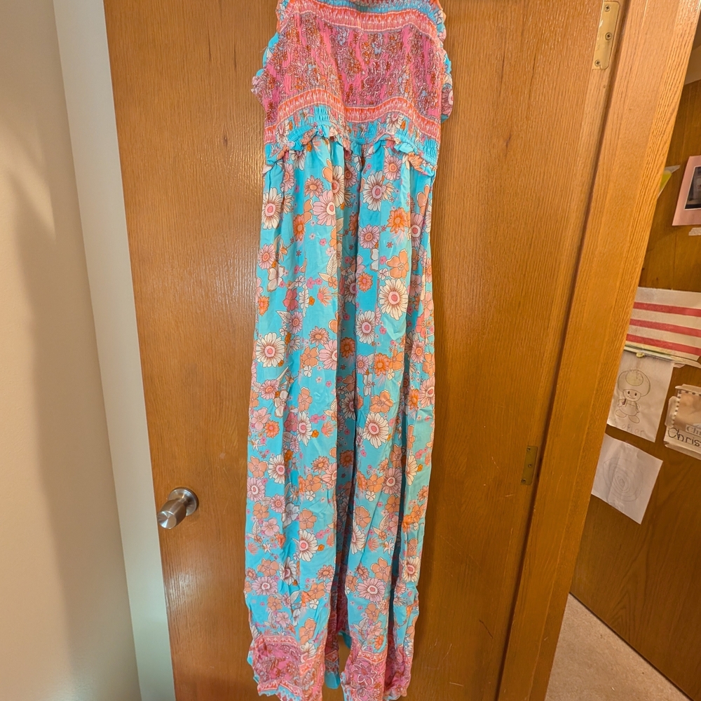 Cupshe Pink and Blue Floral Maxi Dress